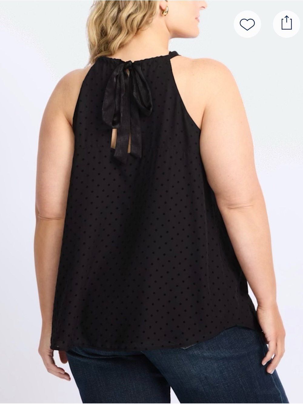 Papermoon Black Swiss Dot Halter Blouse | Size 3X